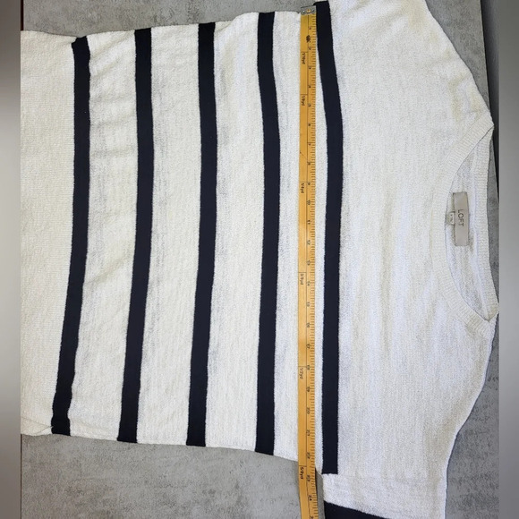 SOLD LOFT Nautical Striped Knit Boat Neck Relaxed Fit Sweater White Black - Picture 10 of 11